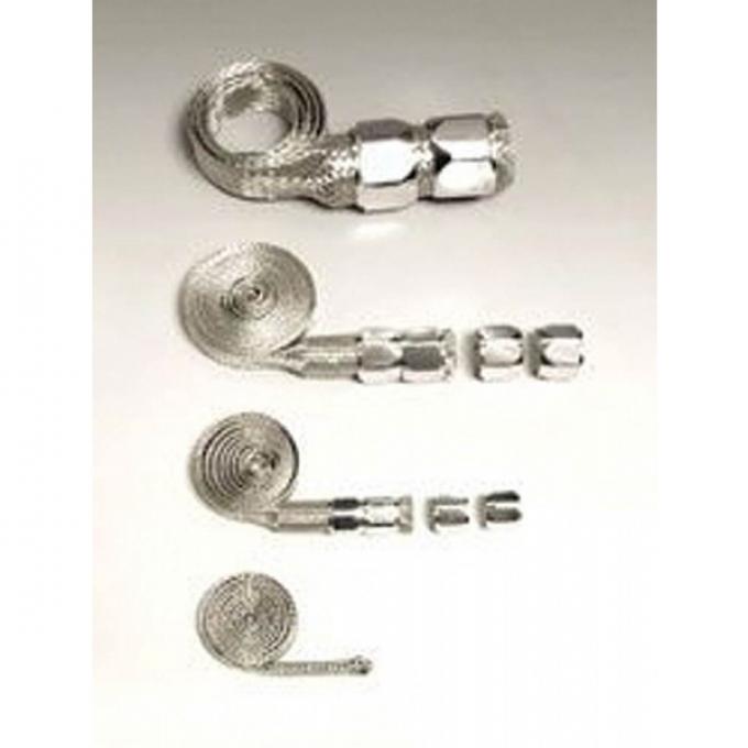 Camaro Hose Cover Kit, Universal, Stainless Steel, With Chrome Clamps