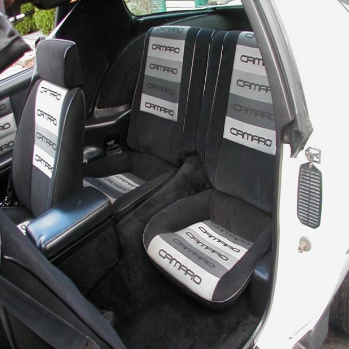 Camaro Front And Rear Seat Cover Set, Lear Siegler Design, With Velour Insert, Split Rear, 1982-1985