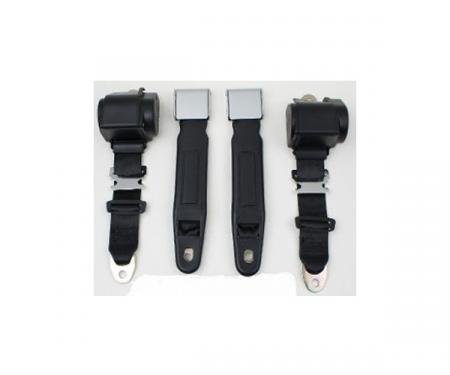 Firebird 3-Point Seat Belt With Chrome Lift Buckle, For Bucket Seats, 1967-1975