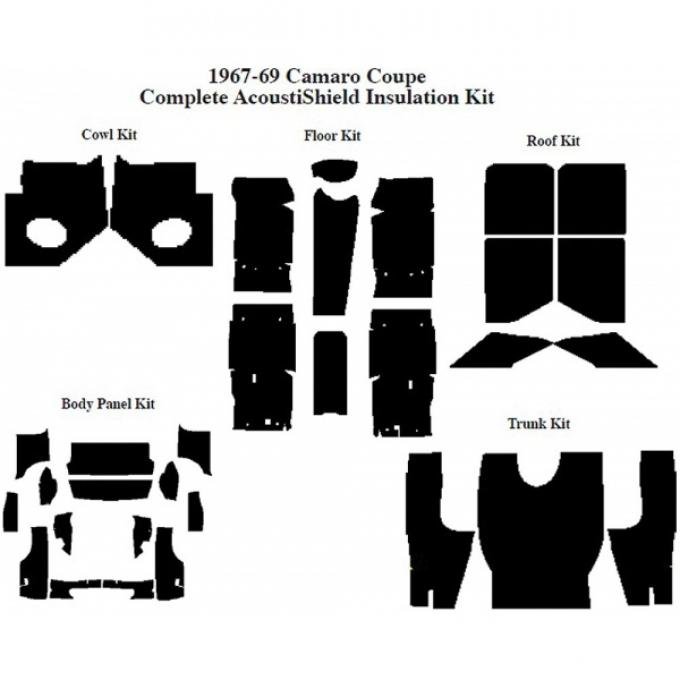 Camaro Insulation, QuietRide, AcoustiShield, Complete Kit, Coupe, 1967-1969