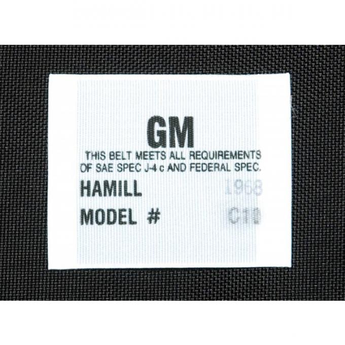 Firebird Seat Belt Label, Hamill C-11, 1968