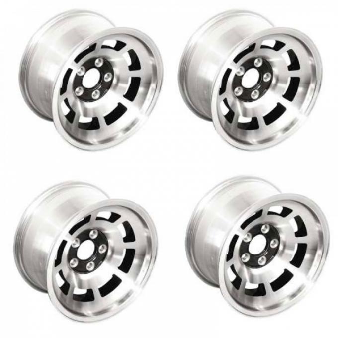 Corvette-Style Reproduction Aluminum Wheel Set With Black Center, 1967-2002
