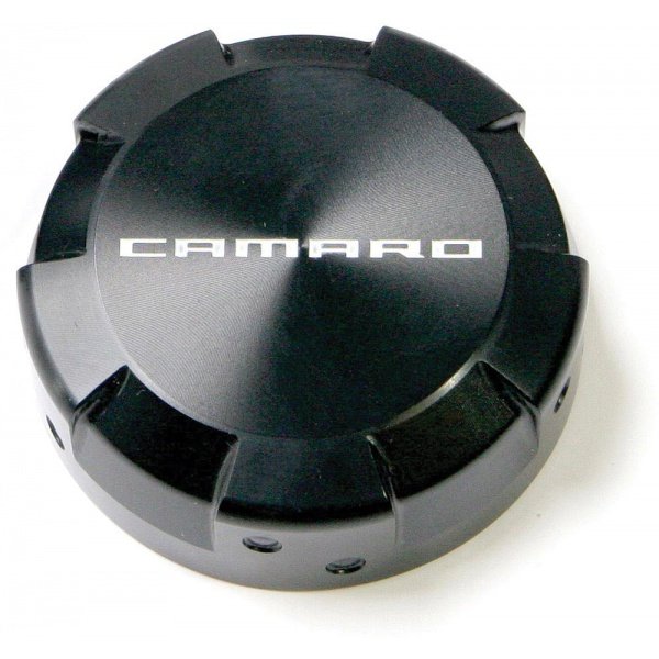 Camaro Power Steering Reservoir Cap, Black Billet Aluminum,With Camaro