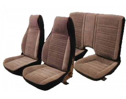 Camaro Front & Rear Seat Cover Set, Velour, For Cars With Deluxe Interior & Rear Split Seat, 1988-1992 | Black