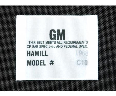Firebird Seat Belt Label, Hamill C-11, 1968