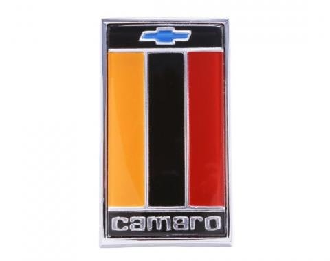 Trim Parts 75-77 Camaro Front Header Panel Emblem, Orange, Black, Red, Each 6844