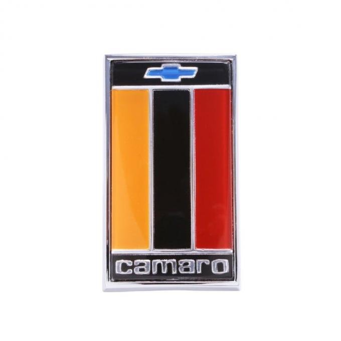 Trim Parts 75-77 Camaro Front Header Panel Emblem, Orange, Black, Red, Each 6844