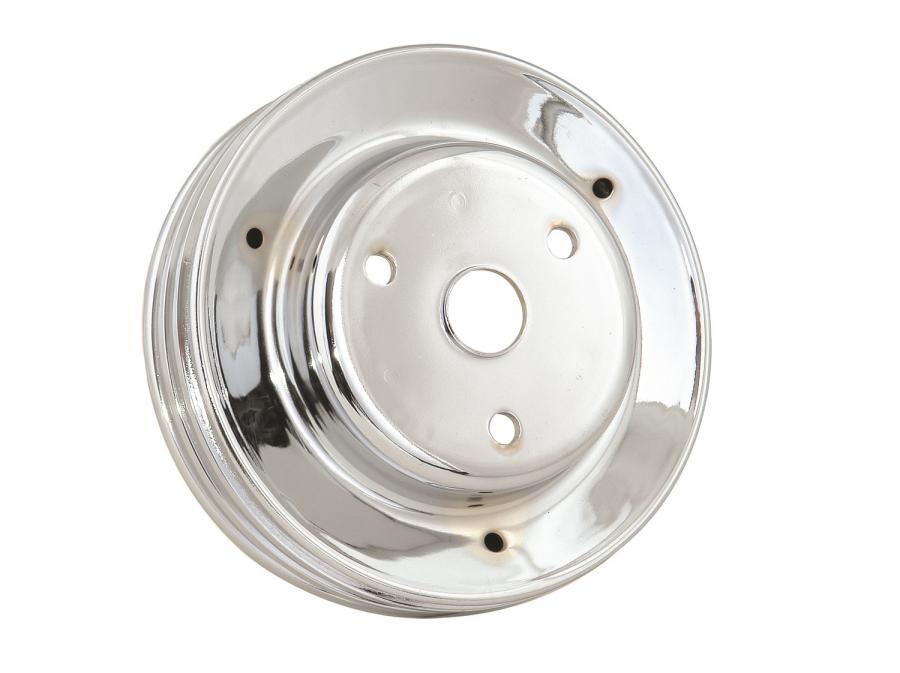 Mr. Gasket Crankshaft Pulley - Chrome - Triple Groove. - 4978