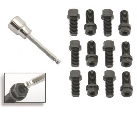 Mr. Gasket Header Bolts, 3/8-16 X 3/4 Inch Hex & Socket Head, Black Oxide 3420G