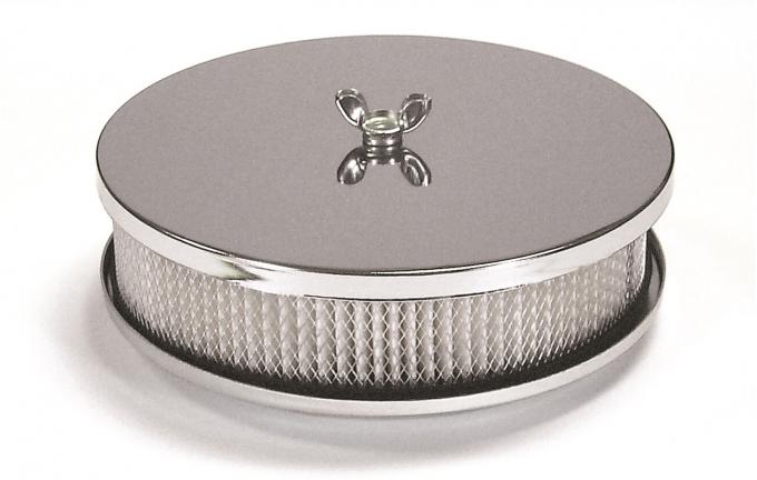 Mr. Gasket Air Cleaner, 6-1/2 Inch Diameter, 2 Inch Tall, Chrome 1486