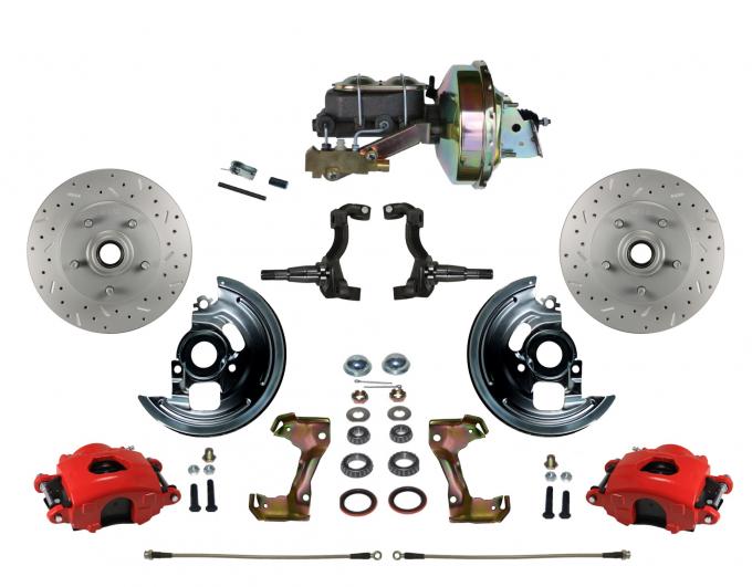 Leed Brakes Power Front Kit with Drilled Rotors and Red Powder Coated Calipers RFC1002-E1A3X