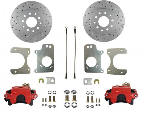 Leed Brakes Rear Disc Brake Kit with Drilled Rotors and Red Powder Coated Calipers RRC1009X