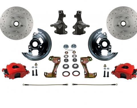 Leed Brakes Spindle Kit with 2" Drop Spindles Drilled Rotors and Powder Coated Calipers RFC1003SMX