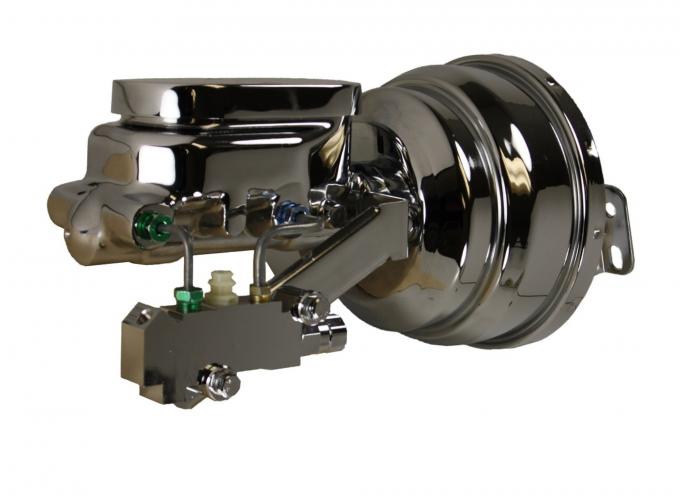 Leed Brakes 8 inch dual power booster, 1-1/8 inch bore flat top master disc/drum (Chrome) 2N6B2