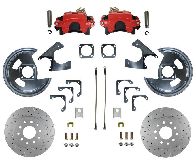 Leed Brakes Rear Disc Brake Kit with Drilled Rotors and Red Powder Coated Calipers RRC1001X