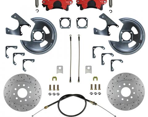 Leed Brakes Rear Disc Brake Kit with Drilled Rotors and Red Powder Coated Calipers RRC1002X