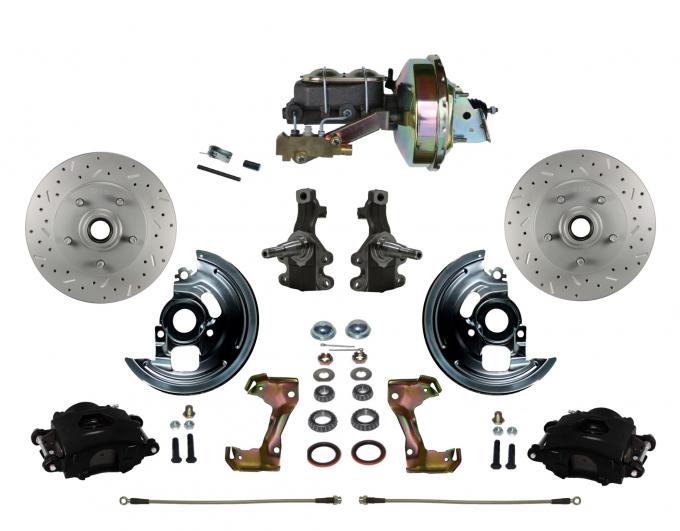 Leed Brakes Power Kit with 2" Drop Spindles Drilled Rotors and Black Powder Coated Calipers BFC1003-E1A3X