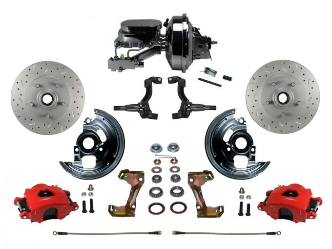 Leed Brakes Power Front Kit with Drilled Rotors and Red Powder Coated Calipers RFC1002-F6B4X