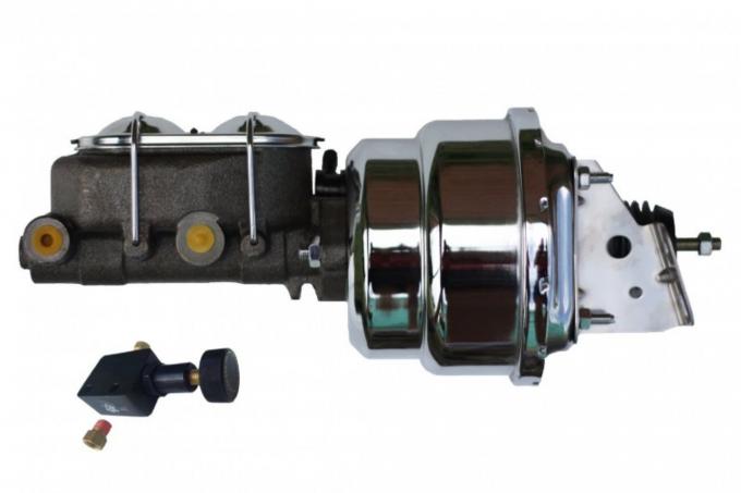 Leed Brakes 7 inch dual power booster, 1-1/8 inch bore master adjustable valve (Chrome) 2LB05