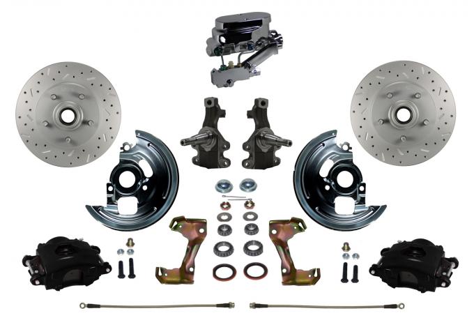 Leed Brakes Manual Kit with 2" Drop Spindles Drilled Rotors and Black Powder Coated Calipers BFC1003-FA3X