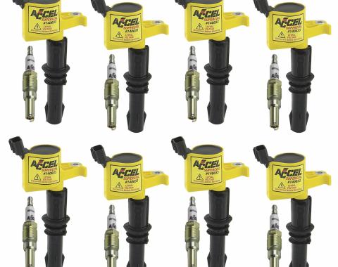 Accel Ignition Upgrade Kit- 2004-2008 Ford 4.6L/5.4L/6.8L 3-Valve Egines, Yellow, 8-Pack 811433