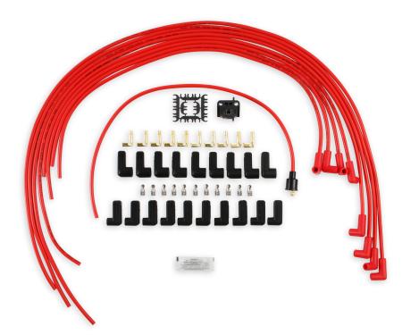 Accel Spark Plug Wire Set, 8mm, Universal, Red Wire with Red 90 Deg Boots 5041R