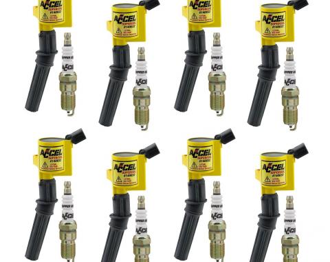 Accel Ignition Upgrade Kit- 1998-2008 Ford 4.6L/5.4L/6.8L 2-Valve Egines, Yellow, 8-Pack 811432