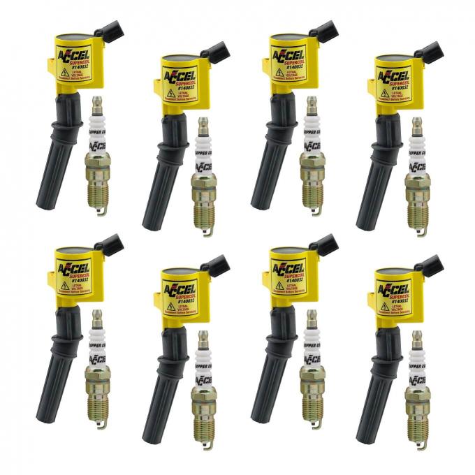 Accel Ignition Upgrade Kit- 1998-2008 Ford 4.6L/5.4L/6.8L 2-Valve Egines, Yellow, 8-Pack 811432