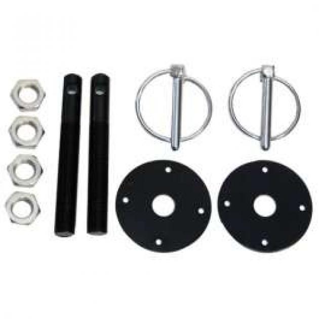 Aluminum Hood Pin Kit, Black Camaro Depot