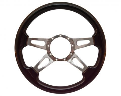 Volante S9 Premium Steering Wheel, with Slotted Polished Aluminum Spokes & Black Ash Grip