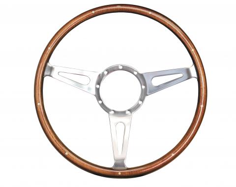 Volante S9 Sebring Steering Wheel, with Slotted Polished Aluminum Spokes & Wood Grip with Rivets