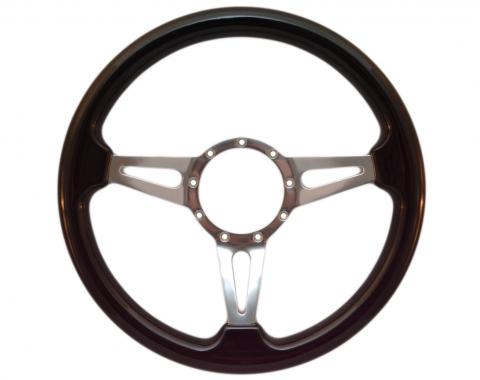 Volante S9 Premium Steering Wheel, with Slotted Polished Aluminum Spokes & Black Ash Grip