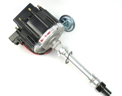 Pertronix Street Strip HEI Distributor for Chevy Small Block/Big Block Engines, 6.9A 4-Pin HEI Module / Machine Polished Finish / Black Cap D1050