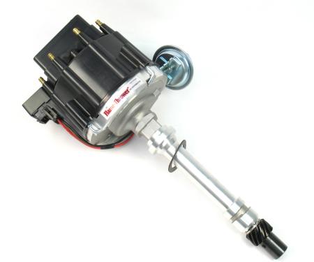 Pertronix Street Strip HEI Distributor for Chevy Small Block/Big Block Engines, 6.9A 4-Pin HEI Module / Machine Polished Finish / Black Cap D1050