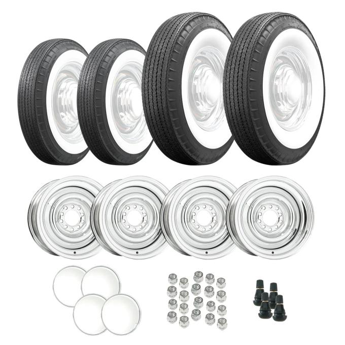 Wheel Vintiques 1932 Ford Hot Rod American Classic Bias Look Radial Whitewall Smoothie Chrome Package 471350