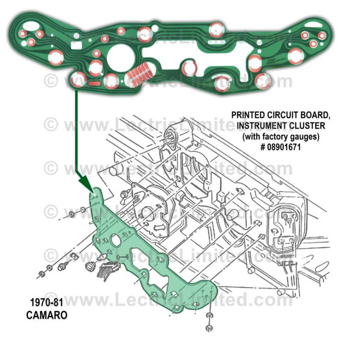 Lectric Limited 1970-1981 Chevrolet Camaro Printed Circuit Board 08901671