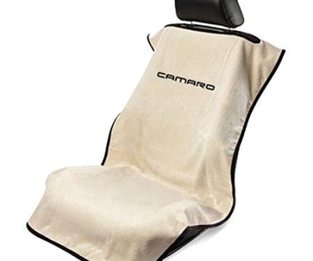 Seat Armour 2010-2019 Camaro Seat Towel, Gray with Tan Script SA100NCAMT