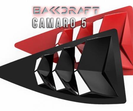 GlassSkinz 2010-15 Camaro Bakkdraft Rear Quarter Window Louvers CAM5BAKKDRAFT-QTR | Gloss Black GBA