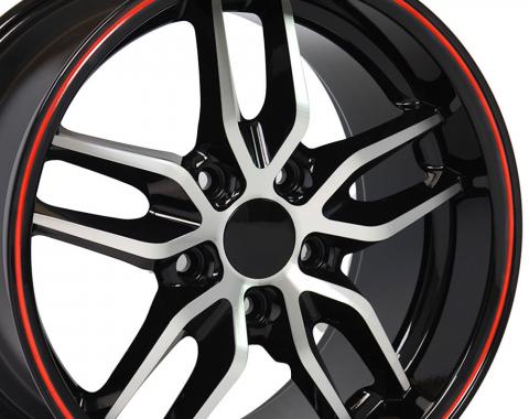 Black Machined Face Red Band Deep Dish Wheel fits Camaro-Firebird (Stingray style) 17x9.5