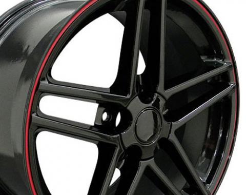 Black Rims with Red Stripe fit Corvette (C6 Z06 style) 17x9.5