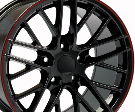 17" Fits Chevrolet - C6 ZR1 Wheel - Black Red Band 17x9.5
