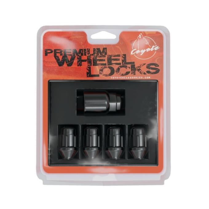 Factory Reproductions Lock Set Lockset - 12mm x1.50 (1.38") Bulge Acorn Black - 4pcs+Key (741145blk) L-LO12150B