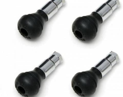 Camaro Rubber Valve Stems, With Chrome Sleeves & Caps, 1967-2002