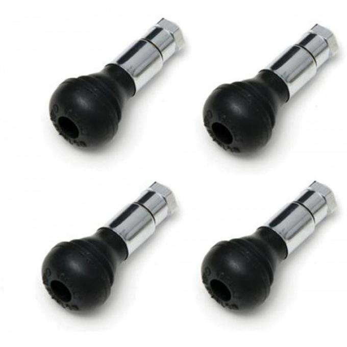 Firebird Rubber Valve Stems, With Chrome Sleeves & Caps, 1967-2002