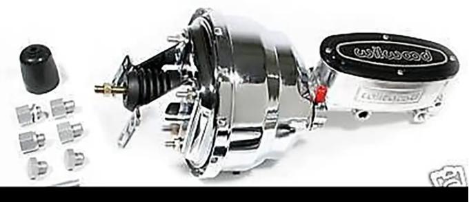 Classic Performance 8" Dual Chrome Power Brake Booster & Polished Wilwood Master Cylinder Kit for 64-74 AFX 6474BB8DC-WWMCP
