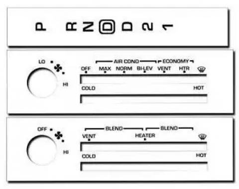 Camaro White Heater Control HVAC Overlay, 1982-1989