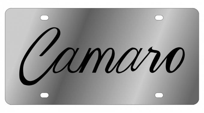 Chevrolet Camaro Stainless Steel License Plate, Camaro Retro Script