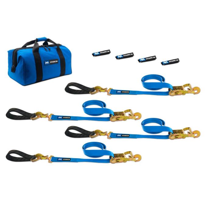 Race Ramps 2 x 10 Ultra Pack Tie-Down Straps with Detachable Axle Straps, Direct Hook Ends - Blue 512219