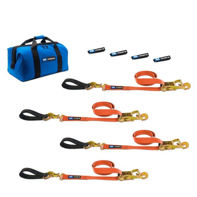Race Ramps Two 6 & Two 8 Ultra Pack Tie-Down Straps with Detachable Axle Straps, Direct Hook Ends - Orange 518217