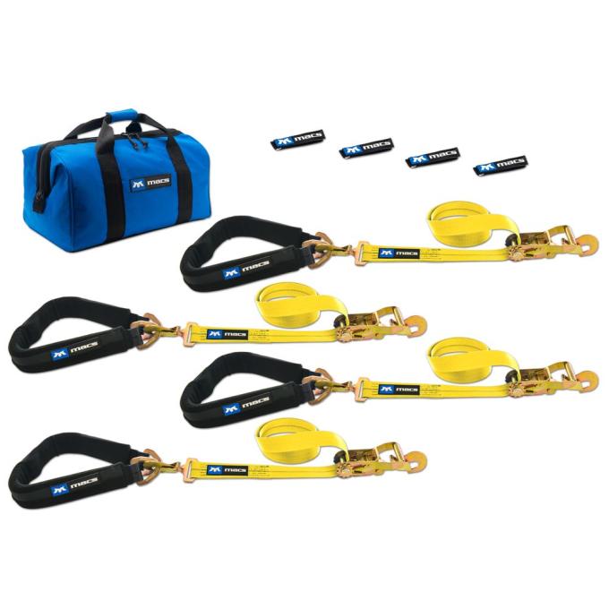Race Ramps 2 x 6 Pro Pack Premium Tie-Down Strap Kit with 40 Axle Strap, Direct Hook Ends - Yellow 514656
